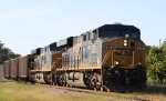 CSX 838 leads train U355-30 across the diamonds